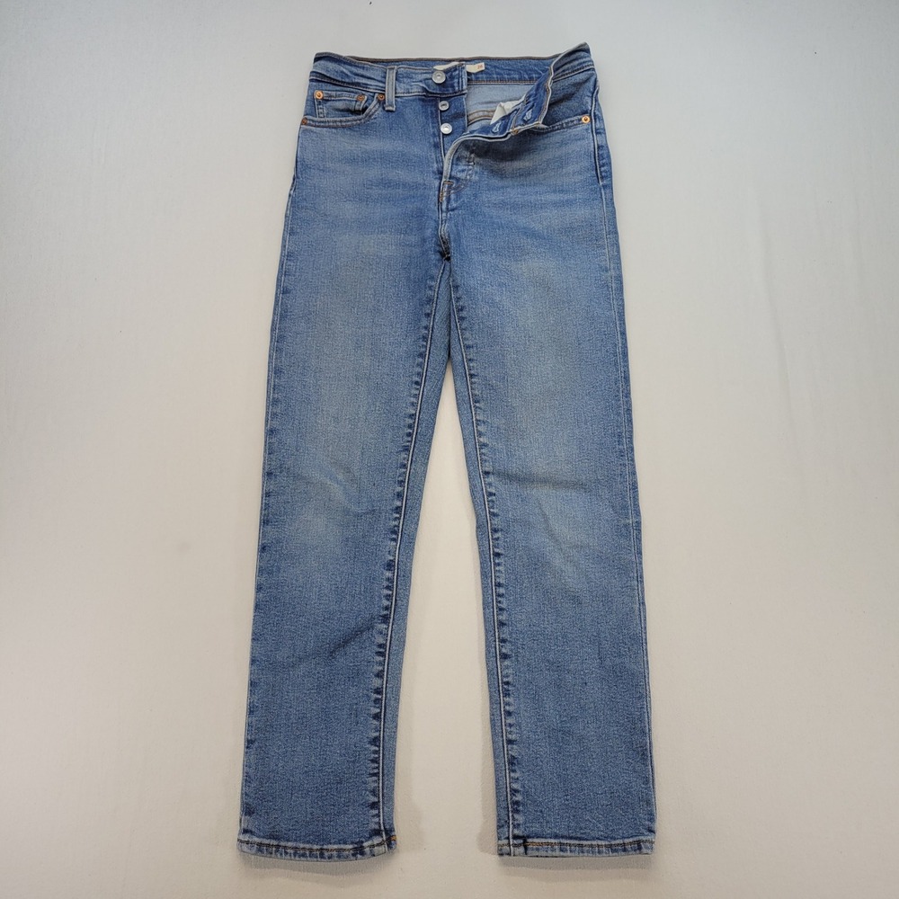 Levi's Wedgie Straight Jeans Women 26 Blue High Rise Denim Button Fly